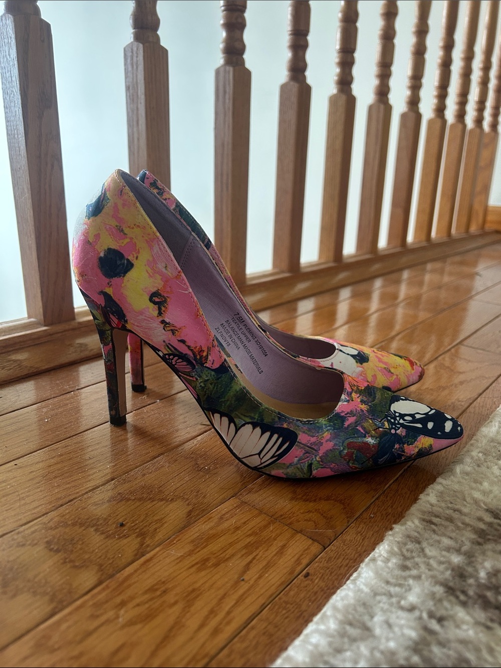 XOXO Floral Butterfly Print Pink High Heel Pumps